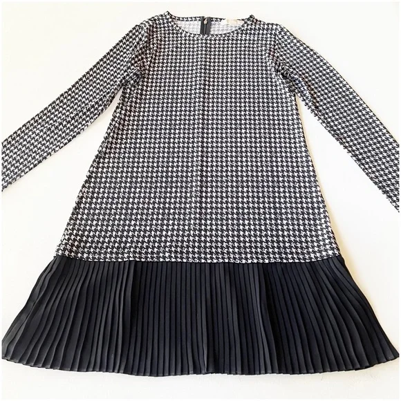 michael kors pleated hem dress Michael Michael Kors Houndstooth Print Pleated Chiffon Hem Dress